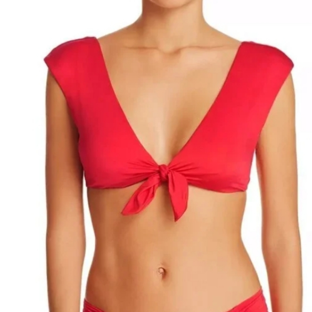Solid color hooded sleeve swimming bikini top